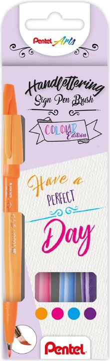Actual product image Pentel PentelArts Brush Sign Pen, Case of 4, Colour (Multicoloured, 4 x)