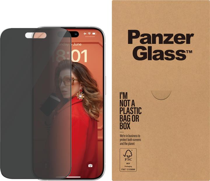 Produktbild PanzerGlass Privacy Screen Protector (50 Stück, Apple iPhone 15 Pro)
