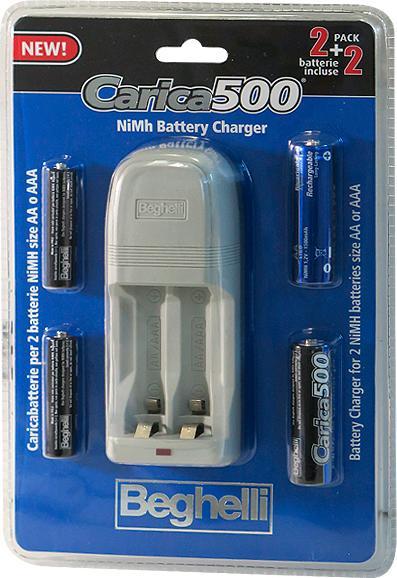 Immagine prodotto Beghelli Caricabatteria carica500 pack 2xaa 1500mah 2x (AA, AAA, Caricabatterie senza batteria)