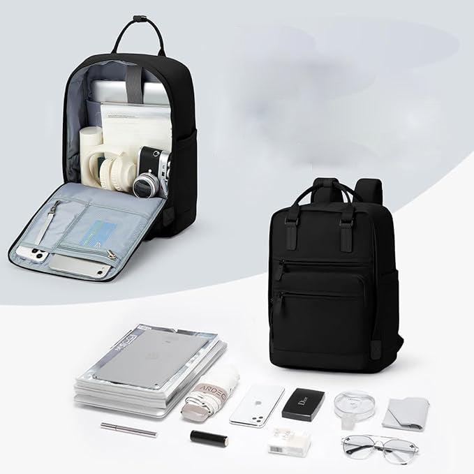 Actual product image Only-Bags.Store Solid colour computer laptop backpack, simple preppy style school bag, casual nylon travel sports