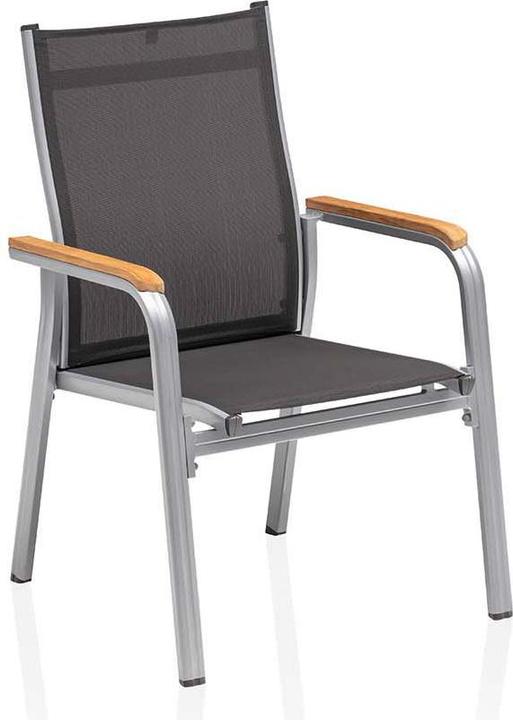 Actual product image Kettler Granada Stacking Chair Disassembled Aluminium/Outdoor Fabric Teak Armrests