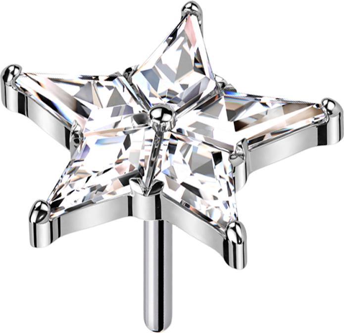 Actual product image Star Piercing Threadless star silver crystals silver (without brass, Titanium G23)