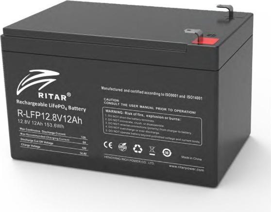 Actual product image Ritar LiFePO4 Batterie 12,8V 12Ah (12.80 V, 12 Ah)
