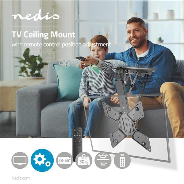 Produktbild Nedis Motorbetriebene Deckenhalterung für TV-Geräte - 23 – 55 Zoll - Max. 30 kg - 2 voreingestell (Decke, 55", 30 kg)
