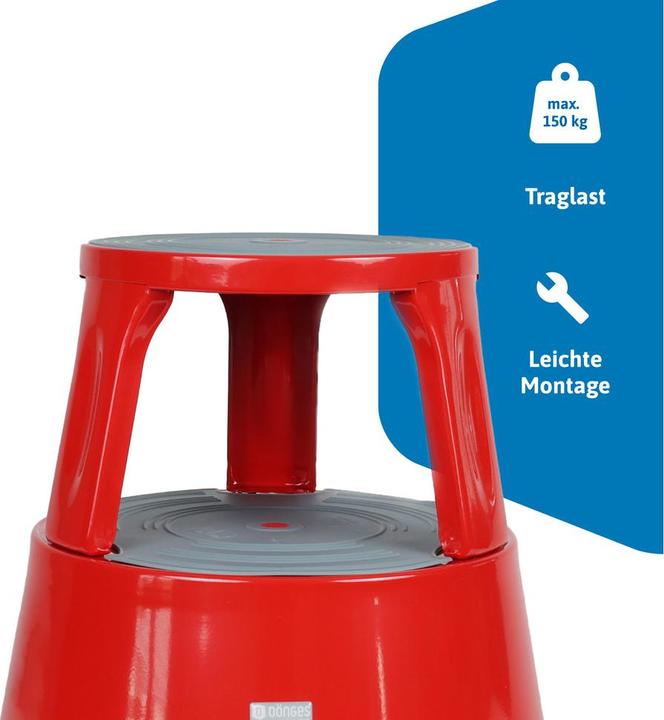 Immagine prodotto Dönges Sgabello a rotelle, metallo, rosso