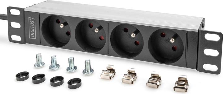 Actual product image Digitus 10" socket strip with aluminum profile, 4-way CEE 7/5 sockets (4 x, CEE 7/5, 2 m)