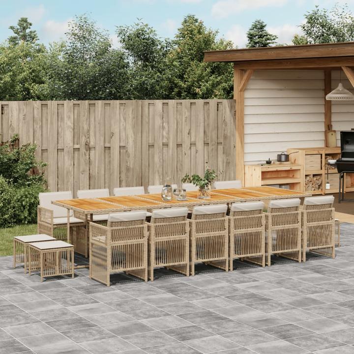 Actual product image VidaXL 17-pcs. Garden Dining Set With Cushions Black Poly Rattan (330 cm)
