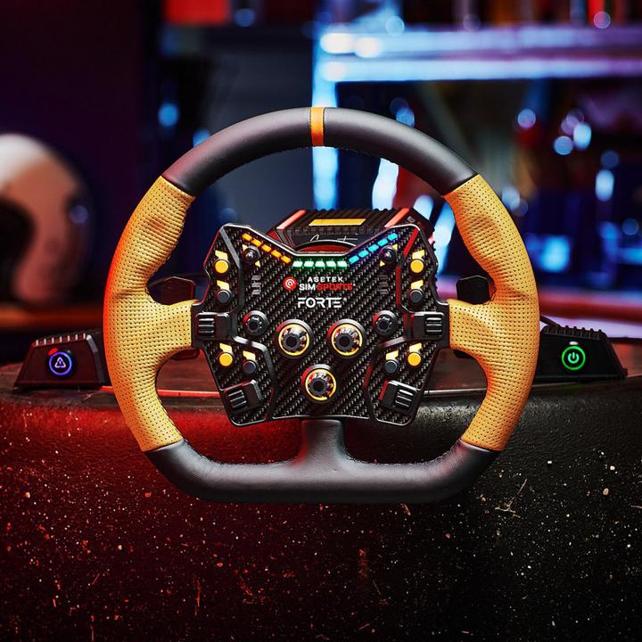 Actual product image Asetek SimSports GT Rim - Closed D, leather - orange