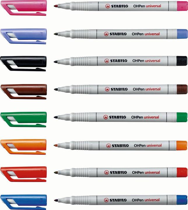 Image du produit STABILO OHPen (Bleu, Noir, Orange, Marron, Rouge, Vert, 0.40 mm, 6 x)