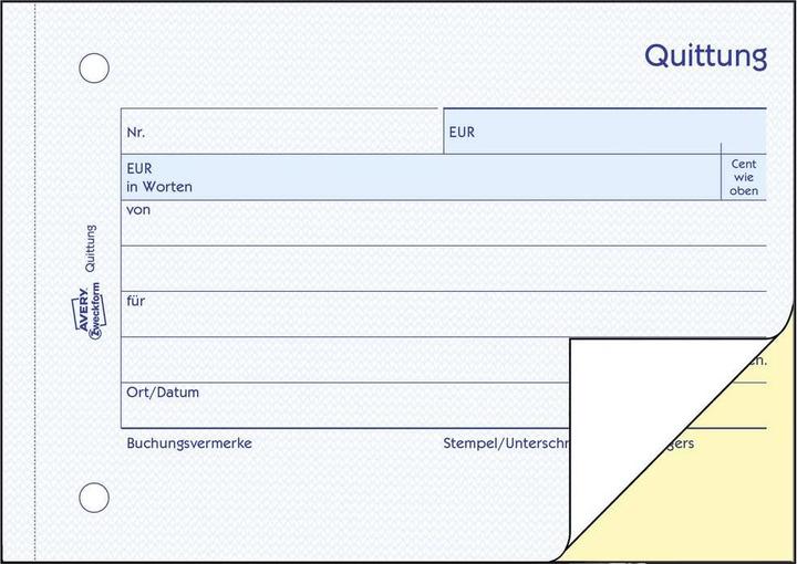 Produktbild Avery Quittung Kleinunternehmer ohne MwSt., A6 quer (40 x)