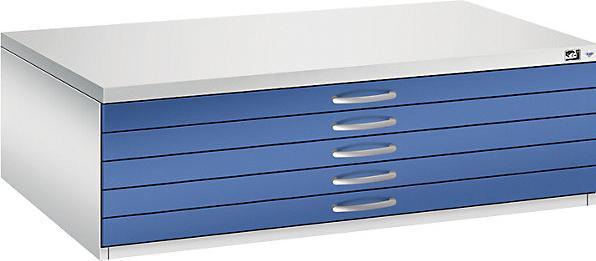 Image du produit C+P Armoire à plans, format A0, 5 tiroirs, hauteur 420 mm, gris clair / bleu