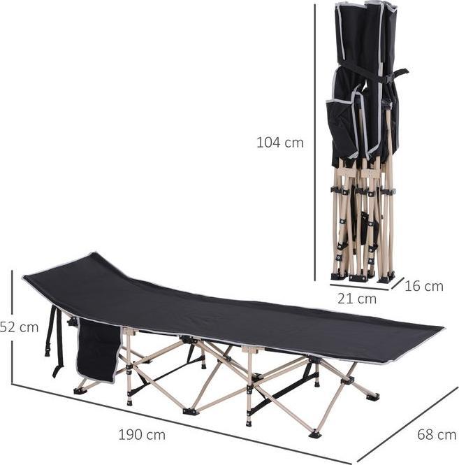 Produktbild Swisshandel24 Feldbett Faltbar Campingbett, 190x68x52 cm, Schwarz