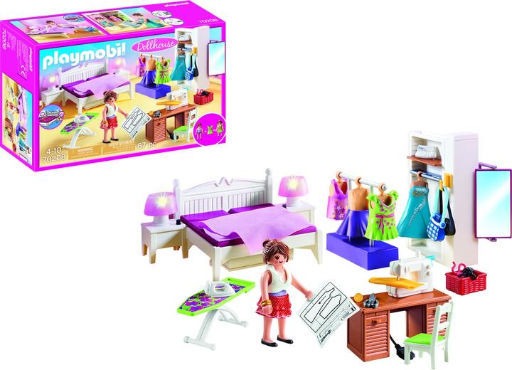 Image du produit Playmobil Chambre à coucher avec coin couture (70208, Maison de poupée Playmobil)
