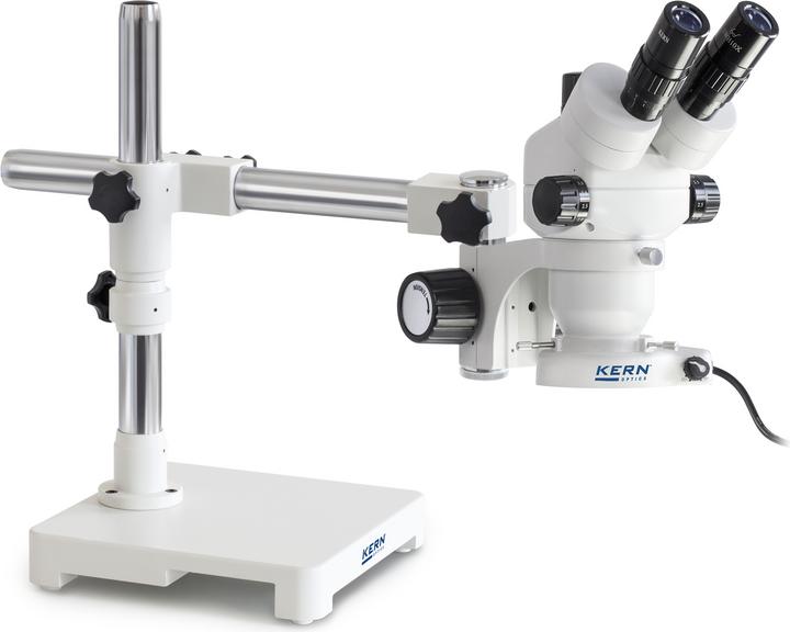 Produktbild Kern Stereomikroskop-Set Trinokular (klein) 0,7-4,5x: Teleskoparm-Ständer (Platte), LED-Ring