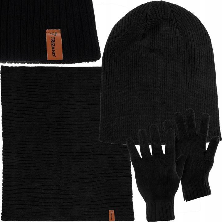 Trizand Ensemble bonnet, écharpe et moufles - noir