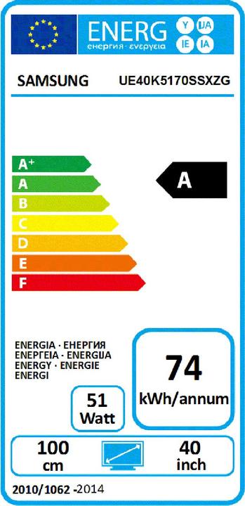 Energie-Label Samsung Ue40k5170 (40", LCD, Full HD, 2016)