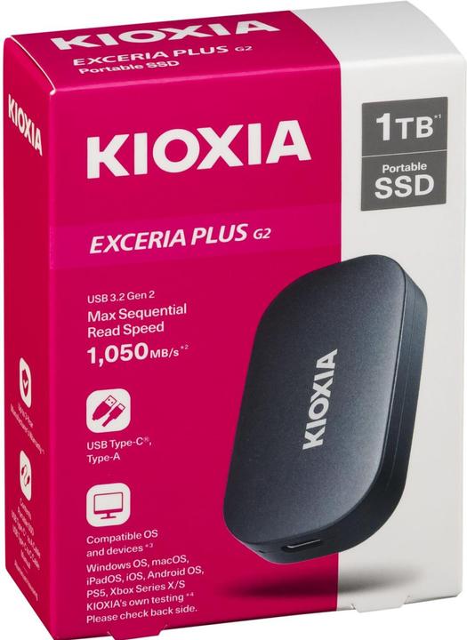 Actual product image Kioxia EXCERIA PLUS G2 1000GB Portable SSD USB 3.2 Gen2 Type C (1000 GB)