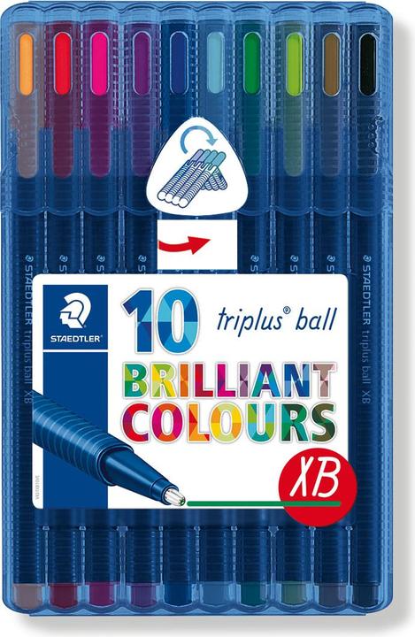 Produktbild Staedtler Kugelschreiber triplus ball 437 XB, 10er Etui ergonomischer Dreikantschaft, Strichstärke: XB (Mehrfarbig, 10 x)