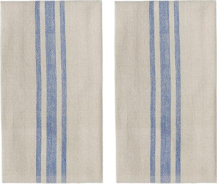 Oyoy Geschirrtuch-Set Linu 2 Stück, Beige/Blau (50 x 70 cm)