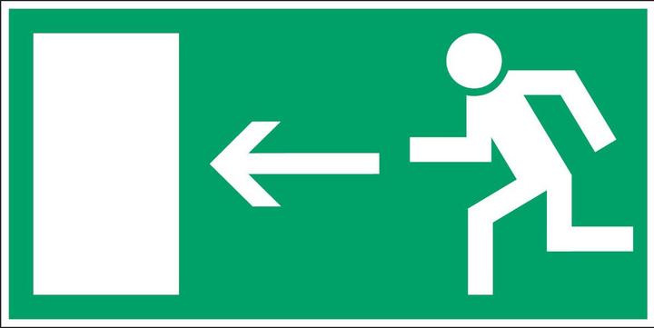 Energie-Label Brady PIC 358-297X148-B7541 (BRANDED), Fluchtwegkennzeichnung - Rettungsweg nach links
