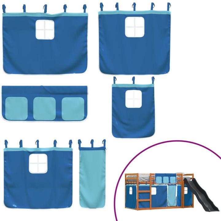 Image du produit VidaXL Lit superposé avec toboggan et rideaux (90 x 200 cm)
