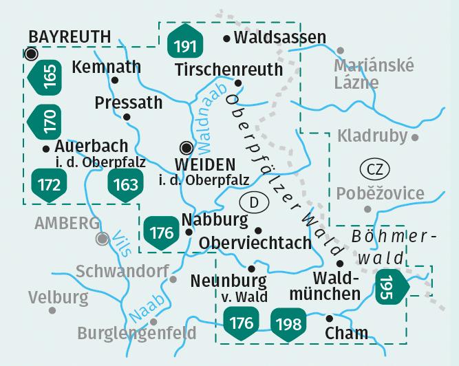 Produktbild Wanderkarten-Set 186 Oberpfälzer Wald (2 Karten) 1:50.000