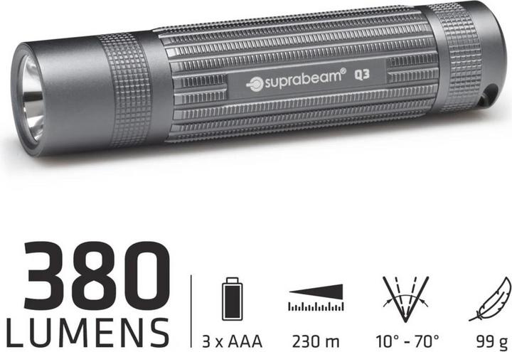 Image du produit Suprabeam Lampe de poche alcaline Q3 - 380 Lm (8.50 cm, 380 lm)