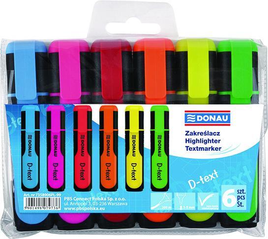 Actual product image Donau Highlighter d-text, 1-5mm (line), 4-pack, assorted colours (Multicoloured, 5 mm)