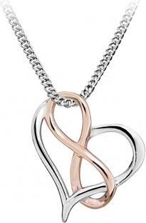 Silver Cat Romantic heart bicolor necklace with infinity symbol SC428