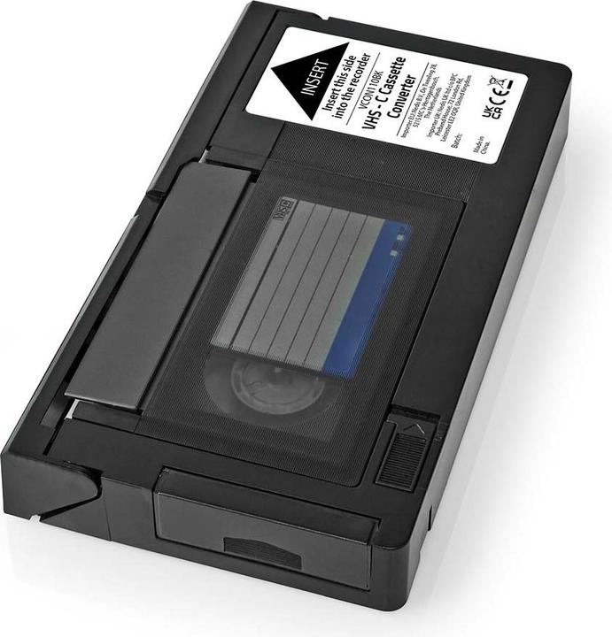 Actual product image Nedis VHS Converter Conversion: VHS-C to VHS Plug and Play Black