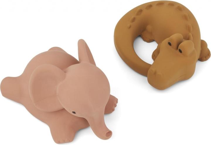 Liewood Badespielzeug aus Naturkautschuk, 2er Pack, Safari, dark rose mix