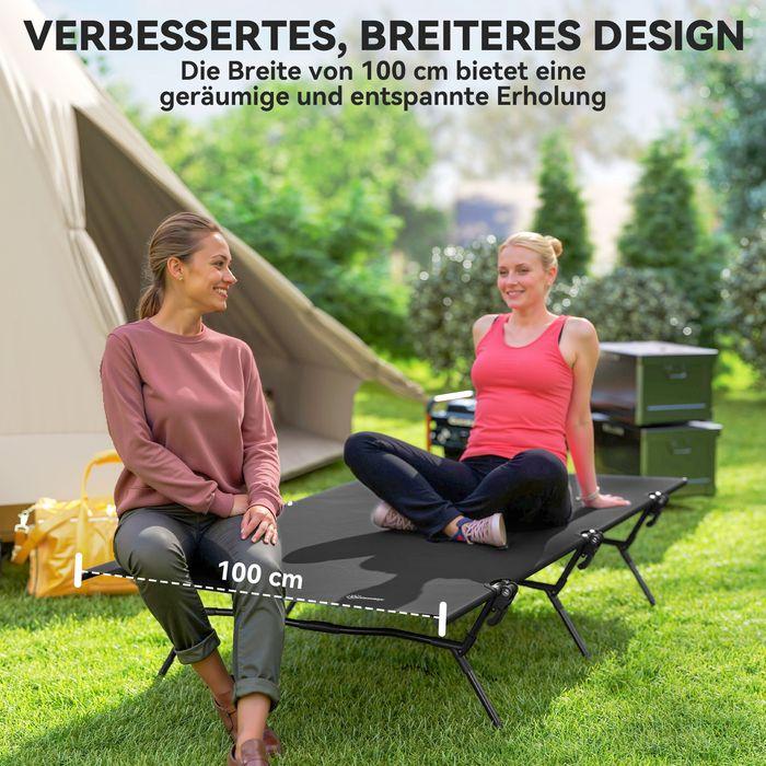 Actual product image Swisshandel24 Feldbett faltbar Campingbett mit Tragetasche 200 x 100 x 36 cm Gästebett Schwarz