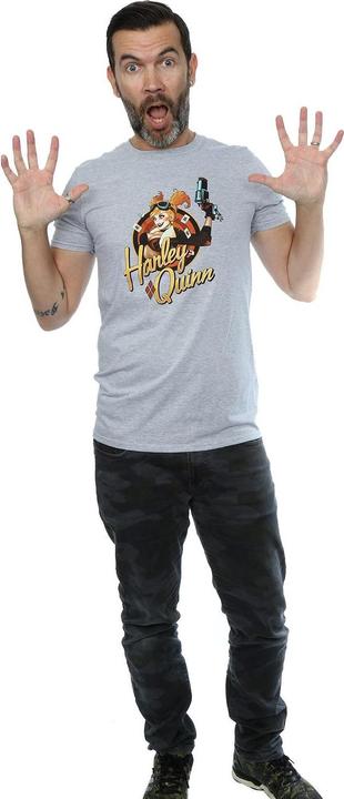 Actual product image Universal Textiles Mens Harley Quinn Badge Heather T-Shirt (S)