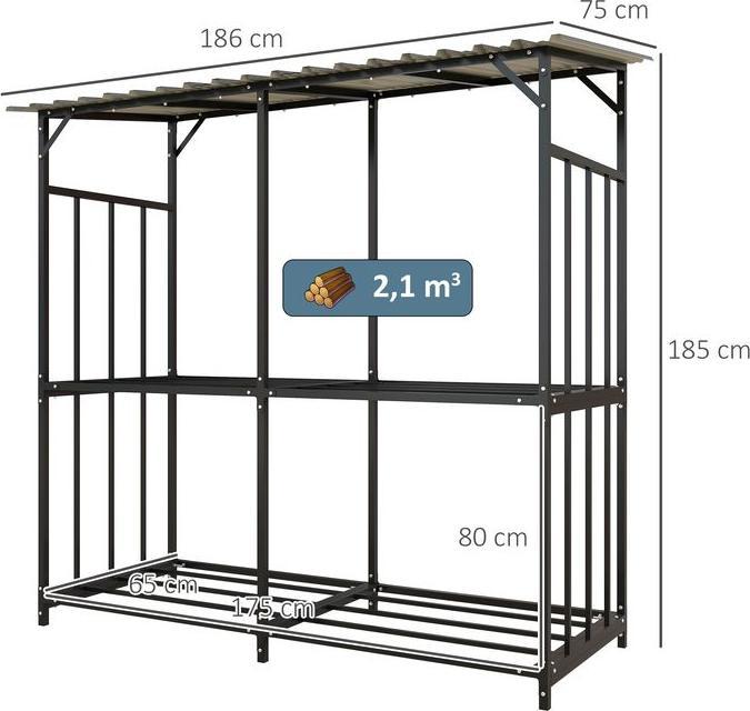 Produktbild Swisshandel24 Kaminholzregal aussen, Kaminholzunterstand 1,17 m³ Brennholzregal mit Metalldach