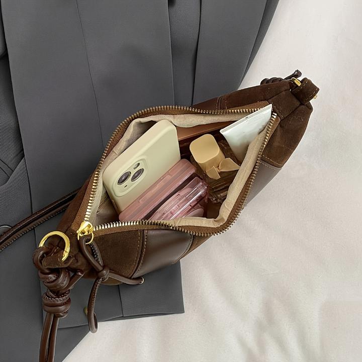 Produktbild Only-Bags.Store Mode Umhängetasche, Wildlederimitat &, einfarbig, Reissverschluss, Innenfutter aus Stoff, bemalter