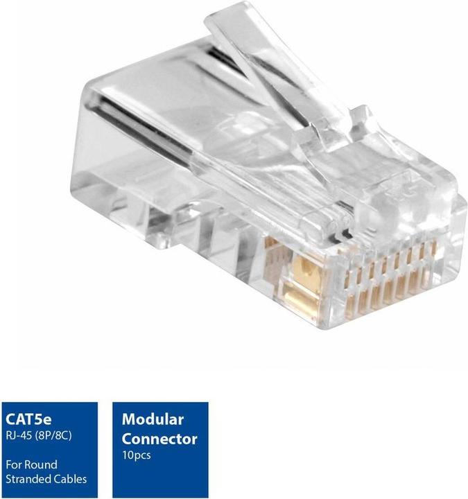 Actual product image Modular CAT5E RJ-45 Connector (10 pieces), Zip Bag (Network cable plug)