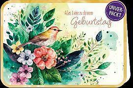 Actual product image Edition Gollong Doppelkarte. Simply Gold. Zum Geburtstag - Vogel und Blten