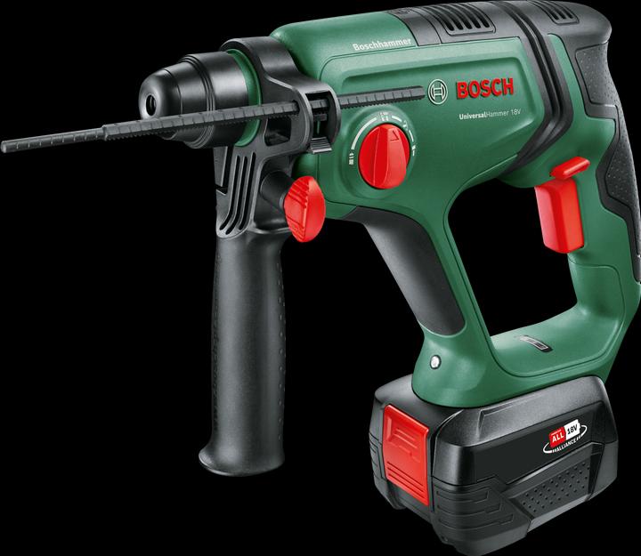 Tragekoffer, Tiefenanschlag, 1 Akkupack PBA 18V 4.0 Ah W-C, UniversalHammer 18V, Ladegerät AL 1830 CV
