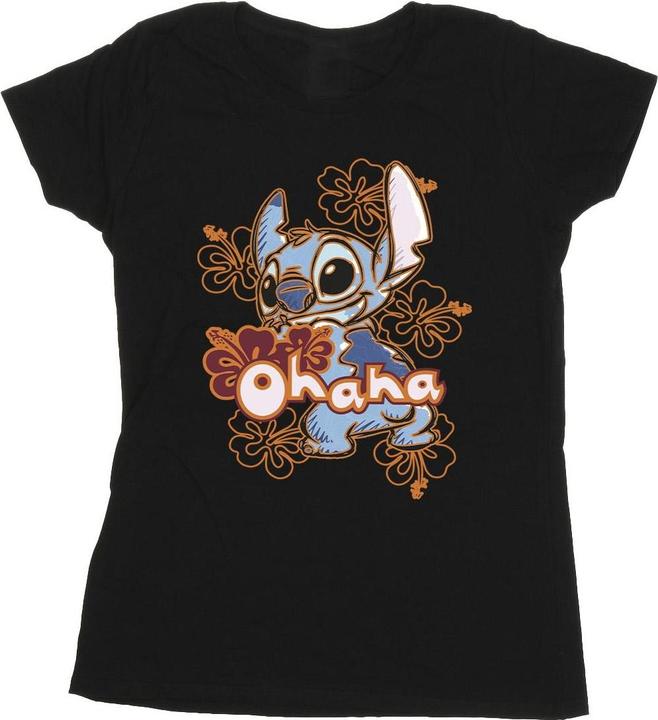 Disney Lilo And Stitch Ohana Orange Hibiscus TShirt (M)