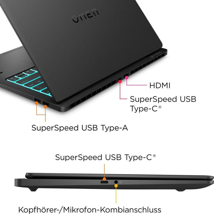 Immagine prodotto HP OMEN 14-fb0174ng 14,0" 2,8k OLED 120Hz, Intel Ultra 7-155H, 16GB RAM, 512GB SSD, RTX 4060, FreeDO (14", Intel Core Ultra 7 155H, 16 GB, 512 GB, DE)