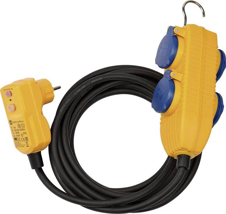 Actual product image Brennenstuhl Protective adapter cable FI IP54 with power block 5m H07RN-F3G1.5 (5 m)