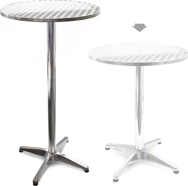 Produktbild Wiltec Stehtisch höhenverstellbar 70/110 cm Ø60 cm 2in1 Alu Bistrotisch Bartisch (60 x 60 x 110 cm)