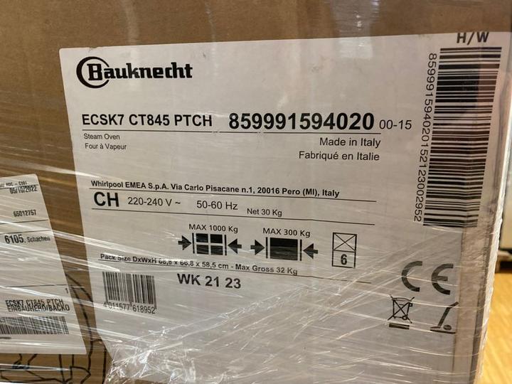 Produktbild Bauknecht Einbaudampfbackofen ECSK7 CT845 PT CH A