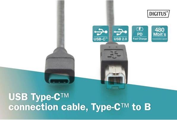 Actual product image Digitus USB C – USB B (1.80 m, USB 2.0)