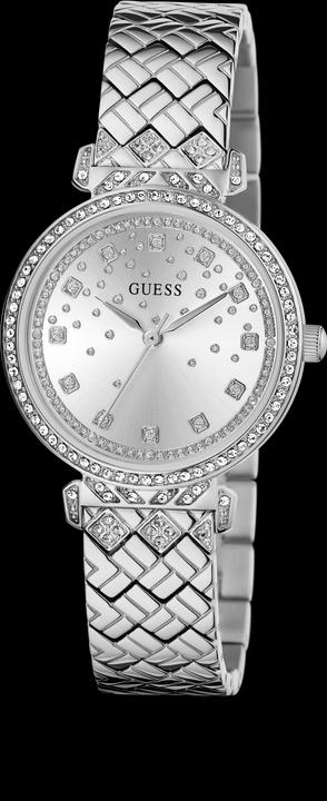 Produktbild Guess P SLV CS W/ CRYS / SUN SLV GLITZ DL / P SLV BRCT W/ CRYS Armbanduhr (Uhr mit Schmuckstein, 32 mm)