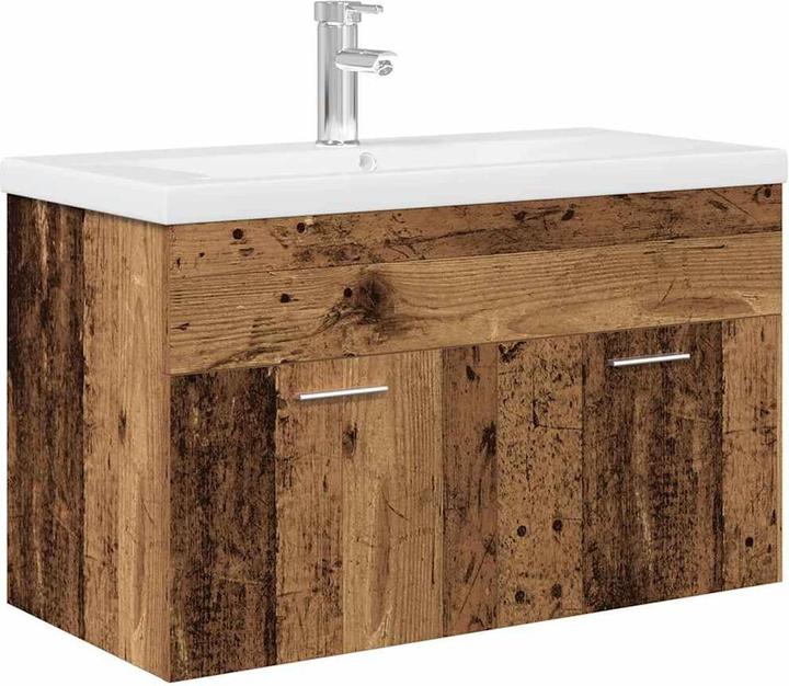 Image du produit VidaXL Meuble sous-vasque avec vasque encastrée imitation vieux bois Salle de bain lavabo