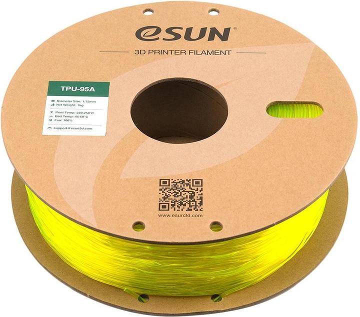 Actual product image eSUN eTPU-95A 1.75mm Tr. Yellow 1kg 3D Filament (TPU, 1.75 mm, 1000 g, Yellow)