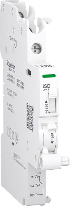 Actual product image Schneider Electric Remote signalling switch, Acti9, iSD, 1 changeover contact, 2mA to 100mA, 24VAC to 250VAC, 24VDC to (Terminal strips)