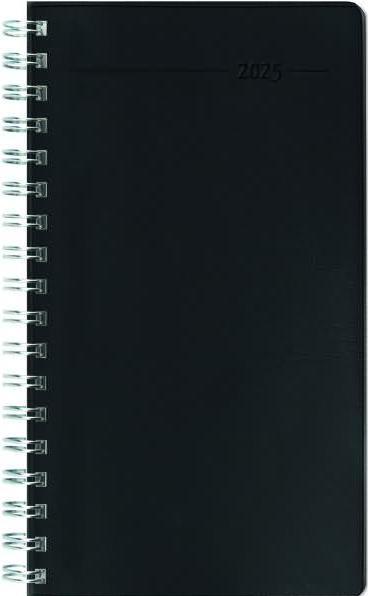 Actual product image Slimtimer ring binder 2025 black, 9x15,6cm, pocket calendar with 128 pages, 1 week on 2 pages (German)