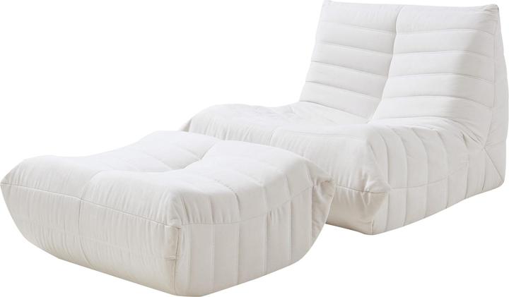 Actual product image En.Casa Bodensessel mit Fusshocker Kodsø 75x90x100 cm Mikrofaser Beige